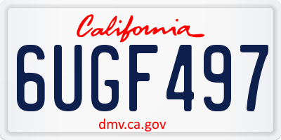 CA license plate 6UGF497