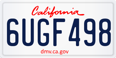 CA license plate 6UGF498