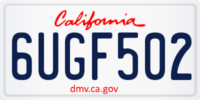 CA license plate 6UGF502
