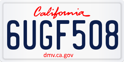 CA license plate 6UGF508