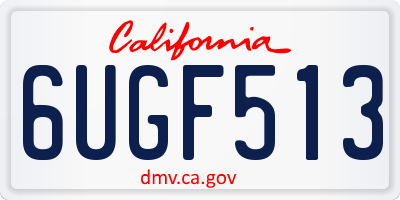 CA license plate 6UGF513