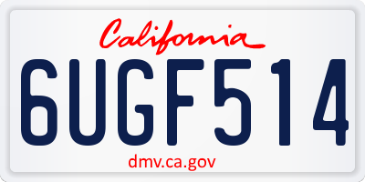 CA license plate 6UGF514
