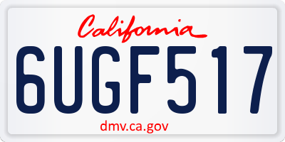 CA license plate 6UGF517