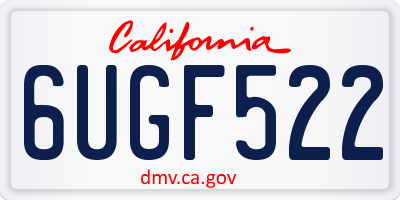 CA license plate 6UGF522