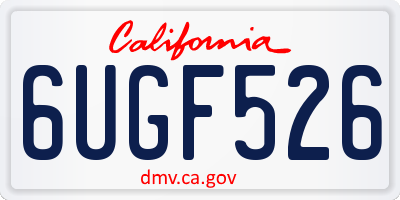 CA license plate 6UGF526