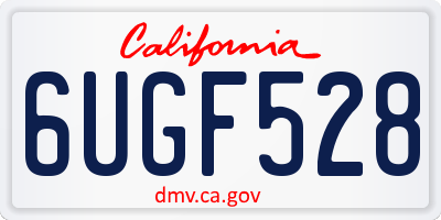 CA license plate 6UGF528
