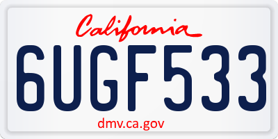 CA license plate 6UGF533