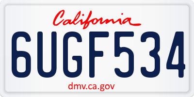 CA license plate 6UGF534
