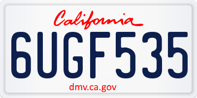 CA license plate 6UGF535