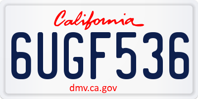 CA license plate 6UGF536