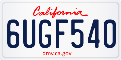 CA license plate 6UGF540