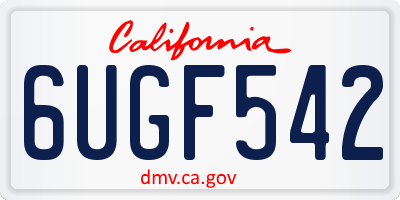 CA license plate 6UGF542