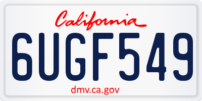 CA license plate 6UGF549