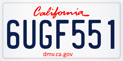 CA license plate 6UGF551