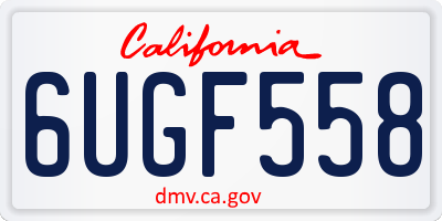 CA license plate 6UGF558
