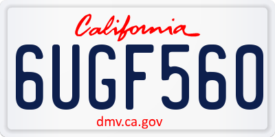 CA license plate 6UGF560