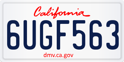CA license plate 6UGF563