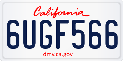 CA license plate 6UGF566