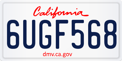 CA license plate 6UGF568