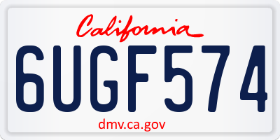 CA license plate 6UGF574