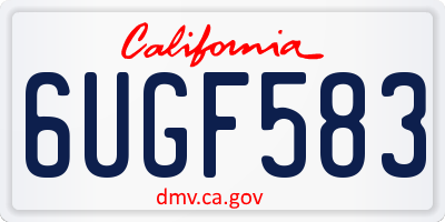 CA license plate 6UGF583