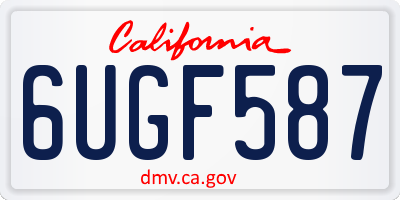 CA license plate 6UGF587