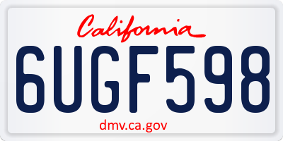 CA license plate 6UGF598