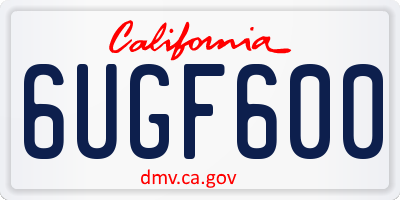 CA license plate 6UGF600