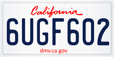 CA license plate 6UGF602