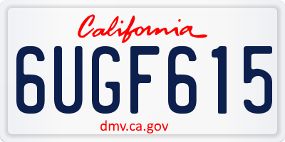 CA license plate 6UGF615