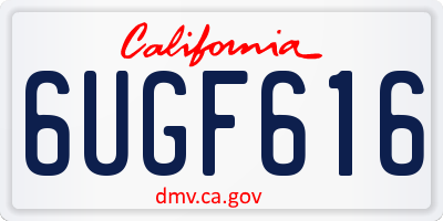 CA license plate 6UGF616