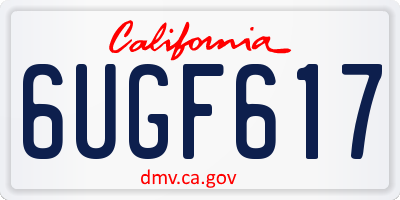 CA license plate 6UGF617