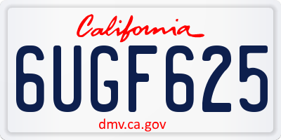 CA license plate 6UGF625