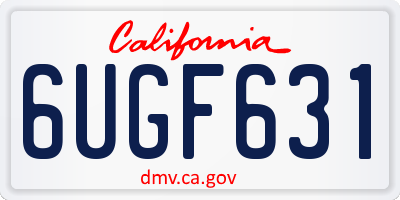 CA license plate 6UGF631