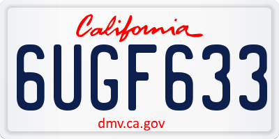 CA license plate 6UGF633