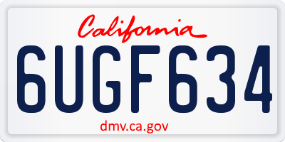 CA license plate 6UGF634