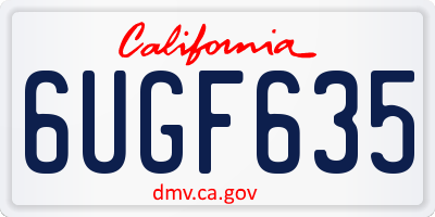 CA license plate 6UGF635