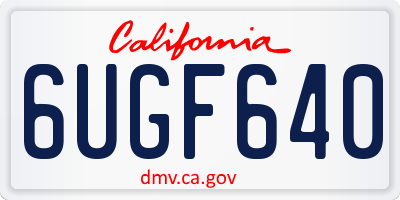 CA license plate 6UGF640