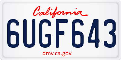 CA license plate 6UGF643