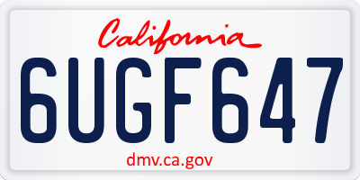 CA license plate 6UGF647