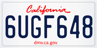 CA license plate 6UGF648
