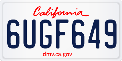 CA license plate 6UGF649