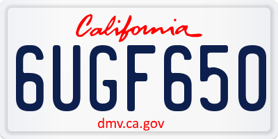 CA license plate 6UGF650