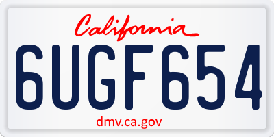 CA license plate 6UGF654