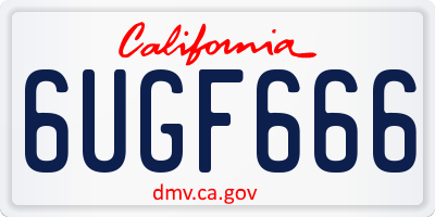 CA license plate 6UGF666