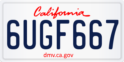 CA license plate 6UGF667