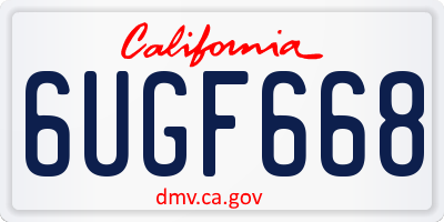 CA license plate 6UGF668