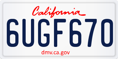 CA license plate 6UGF670
