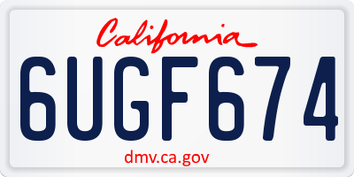 CA license plate 6UGF674