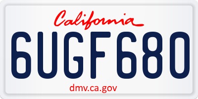 CA license plate 6UGF680